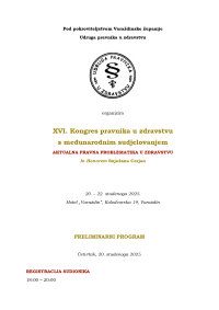 KONAČNI PROGRAM XVI. KONGRESA PRAVNIKA U ZDRAVSTVU VARAŽDIN 20-22.11.2025. In Honorem Snježana Cerjan