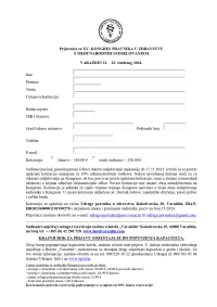 PRIJAVNICA ZA XV KONGRES PRAVNIKA U ZDRAVSTVU - Varaždin 21.-23.11.2024.